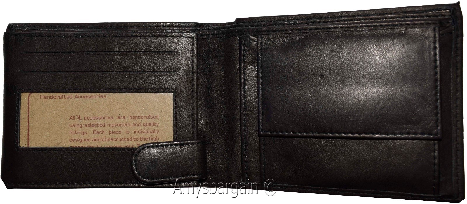 Large Men's Leather Wallet Billfold Wallet 2 Bill slots 2 Flip side ID Coin case - Image 5