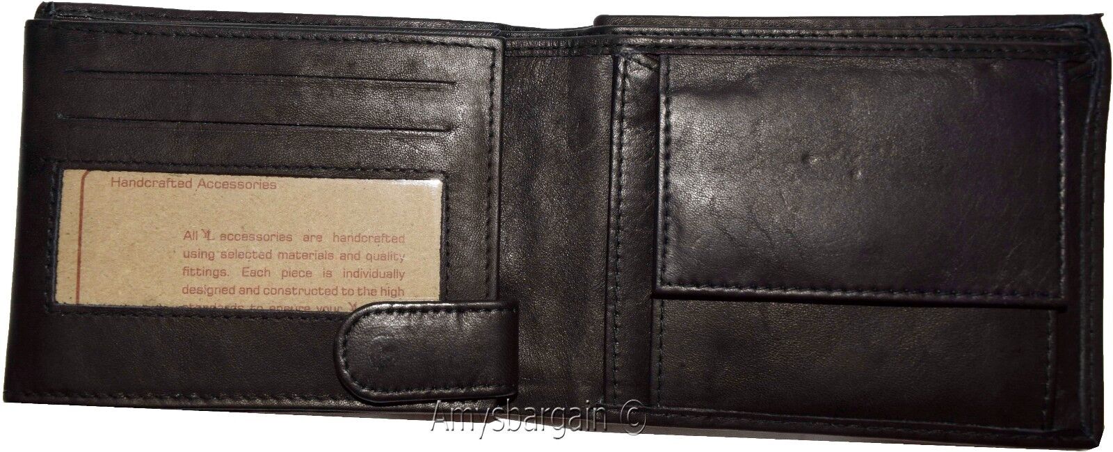Large Men's Leather Wallet Billfold Wallet 2 Bill slots 2 Flip side ID Coin case - Image 9