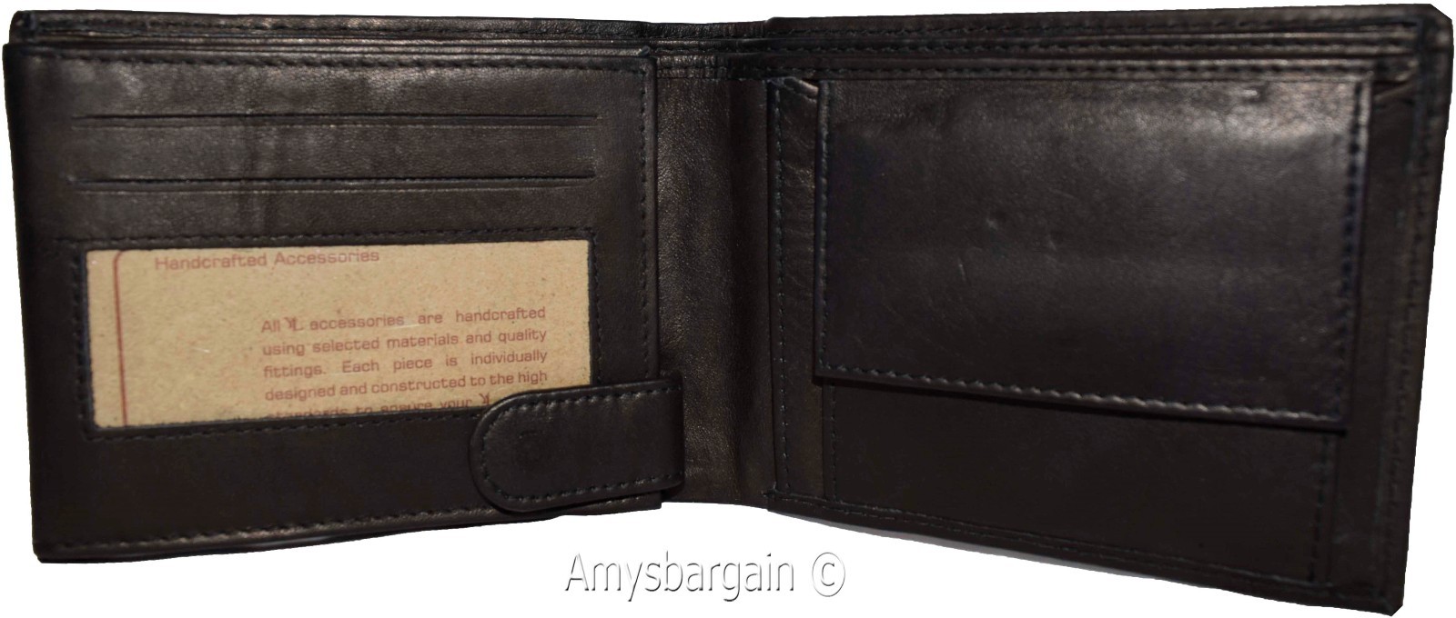 Large Men's Leather Wallet Billfold Wallet 2 Bill slots 2 Flip side ID Coin case - Image 10