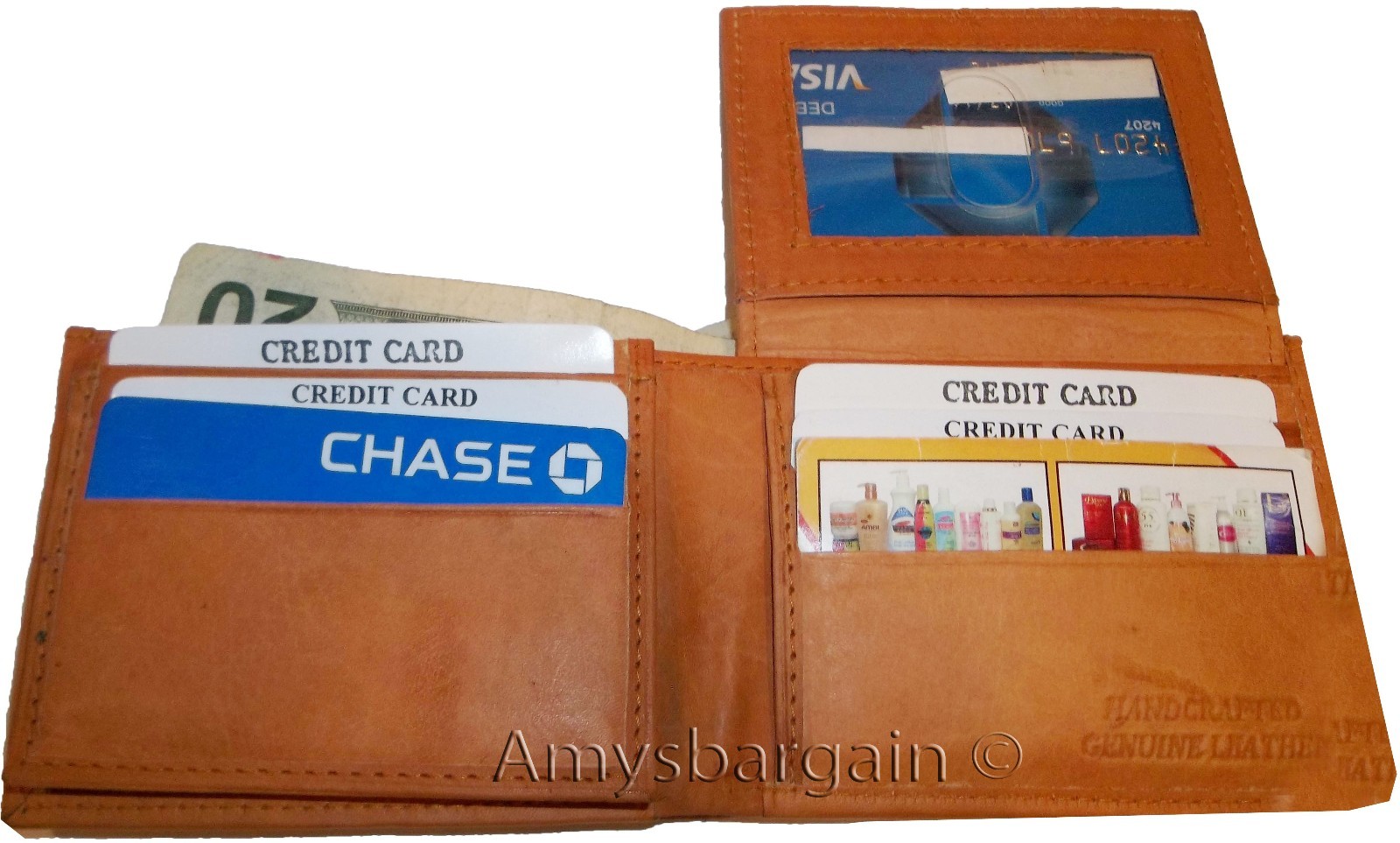 Lat of 2 New Man's Bifold Leather Wallet, 12 Credit Cards, 2 Tan Billfolds BNWT - Image 13