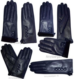 Leather gloves Genuine leather women’s Blue winter gloves S, M, L and XL Br New*