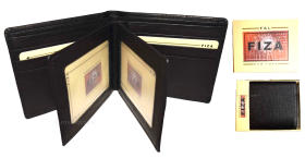 Leather men's Bifold wallet, Black Billfold wallet 9 Credit card 3 ID New in Box
