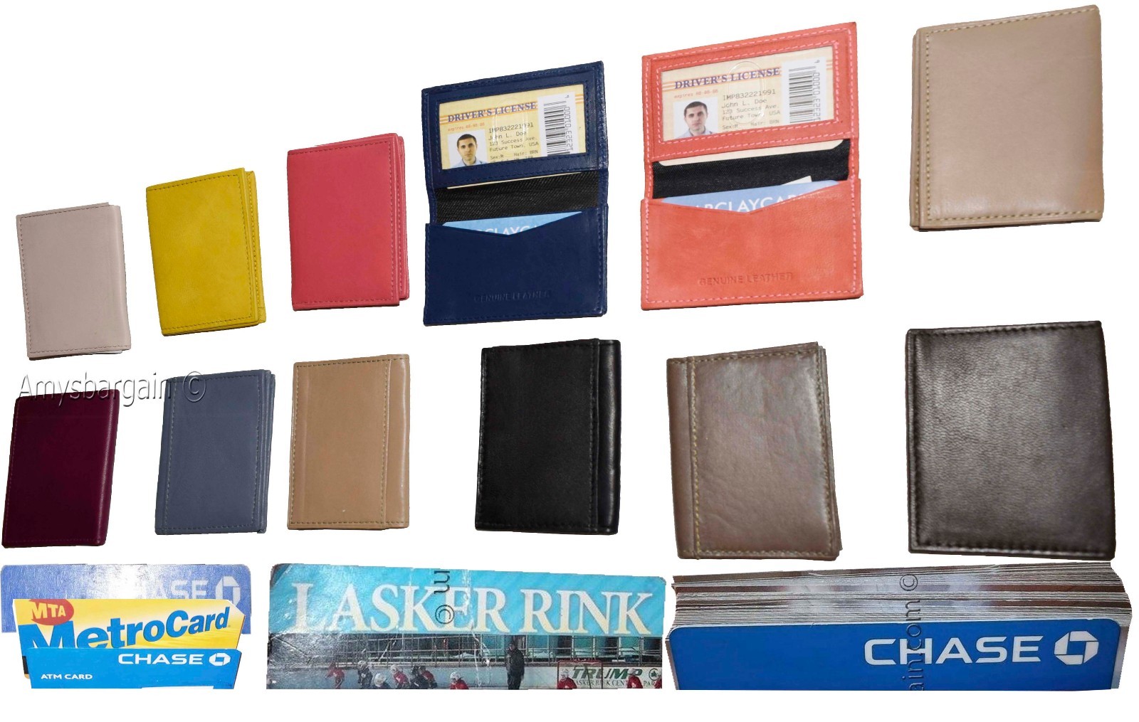 Lot of 12 Leather case fits 40 Business Cards. Credit Card ID Holder card case