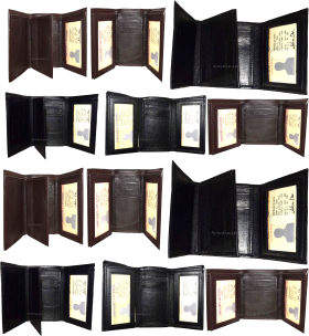 Lot of 12 New Trifold Leather Man’s wallet 9 card space 2 ID Win 2 bill slots