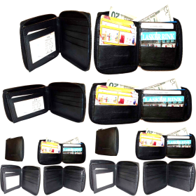 Lot of 12 Zip around Leather Men's Wallet Unbranded Black 2 Billfold wallet New