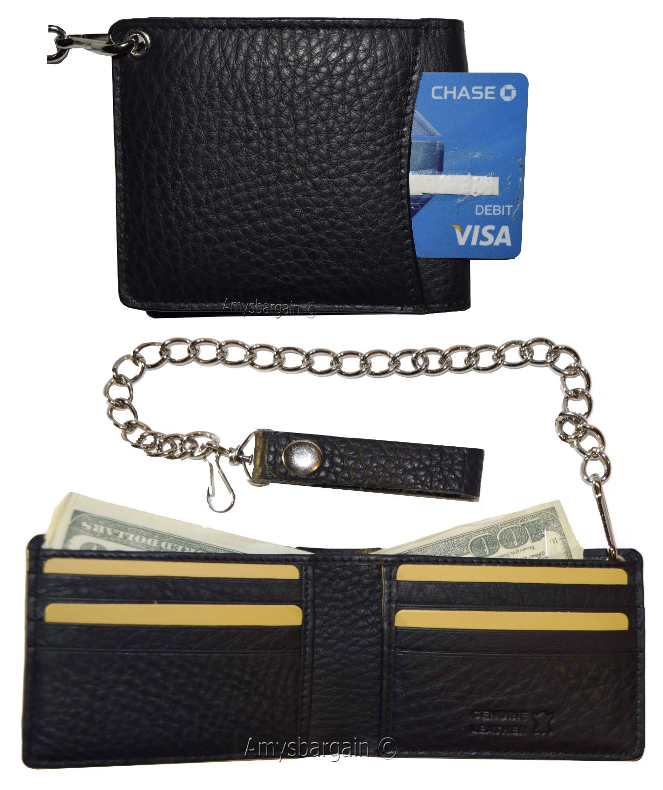 Lot of 2. Biker's Chain wallet. Leather Bifold Motorcycle Trucker Biker wallet - Image 4