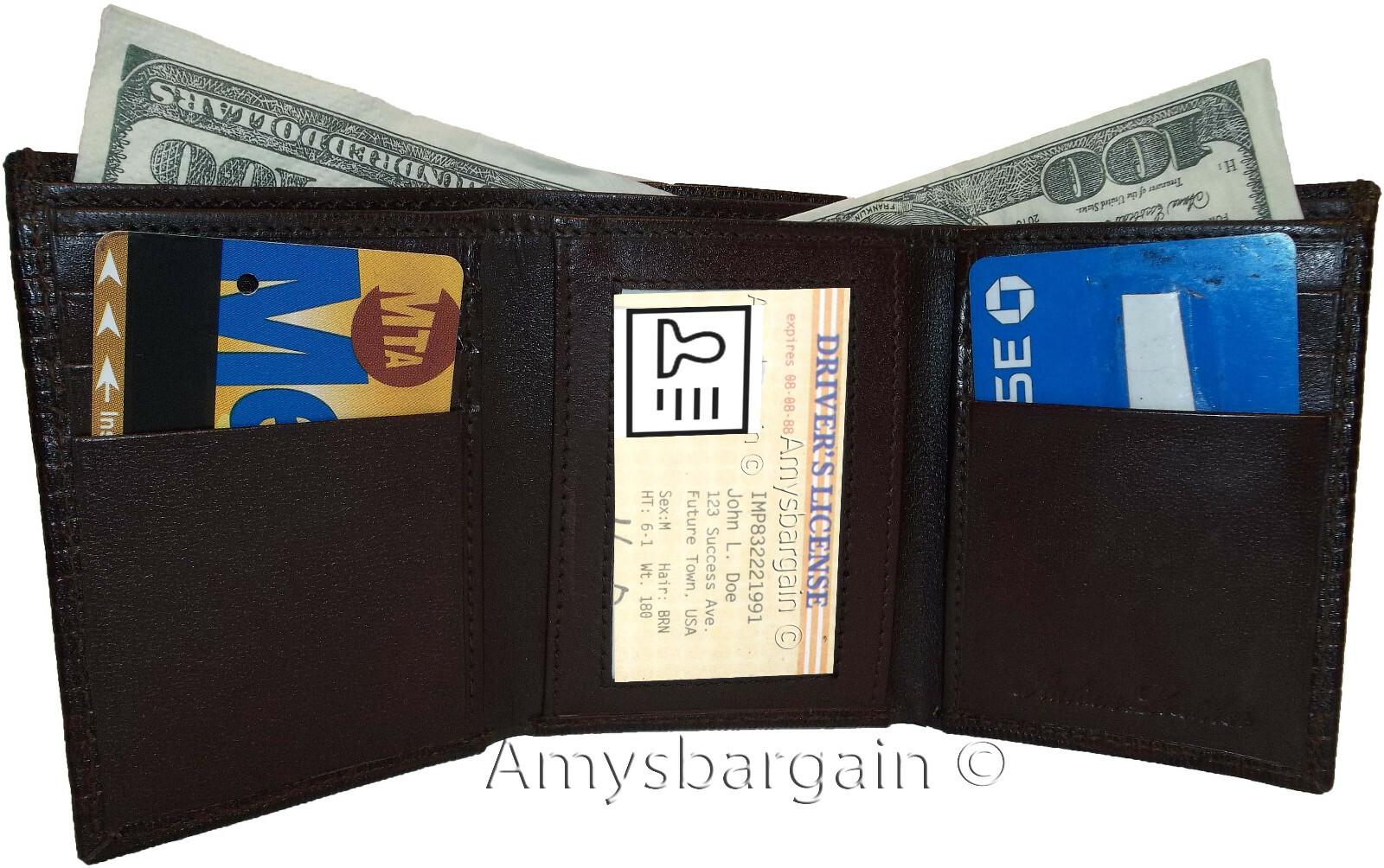 Lot of 2 Lizard skin Printed Real Leather wallet Man's Brown Trifold wallet new - Image 11