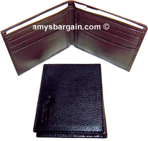 Lot of 2 Man’s Wallet Natural Grain 6 Card Slots 2 bill pocket Black+ Brown new - Image 3