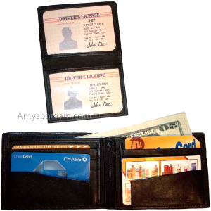 Lot of 2 Men's Billfold Leather Black wallets, 10 Cardspace 2 IDs Zip coins new - Image 11