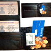 Lot of 2 Men's Billfold Leather Black wallets, 10 Cardspace 2 IDs Zip coins new