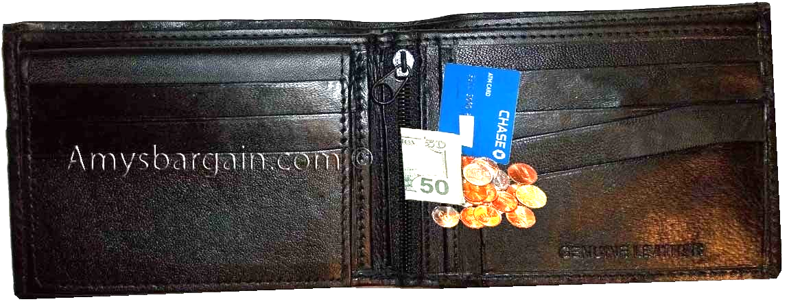 Lot of 2 Men's Billfold Leather Black wallets, 10 Cardspace 2 IDs Zip coins new - Image 12