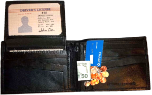 Lot of 2 Men's Billfold Leather Black wallets, 10 Cardspace 2 IDs Zip coins new - Image 5