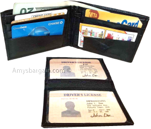 Lot of 2 Men's Billfold Leather Black wallets, 10 Cardspace 2 IDs Zip coins new - Image 8