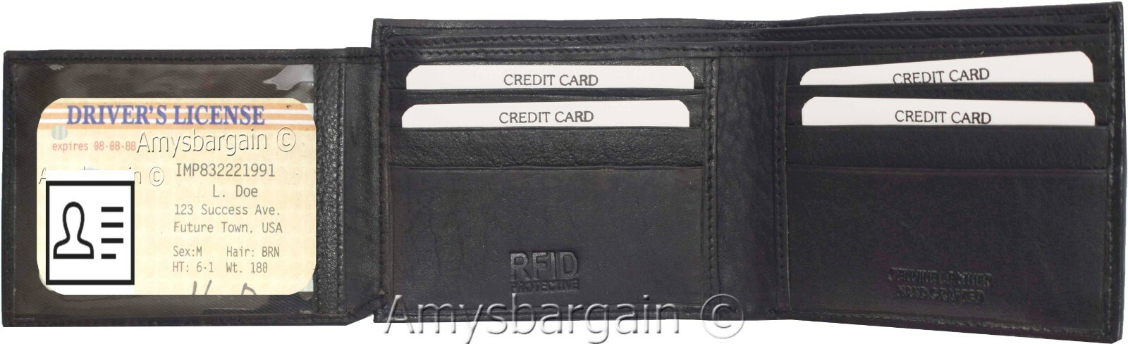 Lot of 2. Men's Wallet RFID Genuine Leather Wallet Bifold 3 billfold New in Box* - Image 11