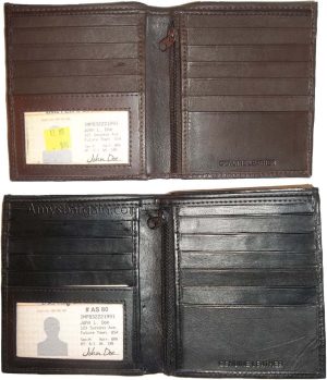 Lot of 2 Men's wallet Genuine Leather Hipster bifold Black brown billfold wallet - Image 6