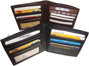 Lot of 2 Men's wallet Genuine Leather Hipster bifold Black brown billfold wallet - Image 8