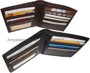 Lot of 2 Men's wallet Genuine Leather Hipster bifold Black brown billfold wallet - Image 9