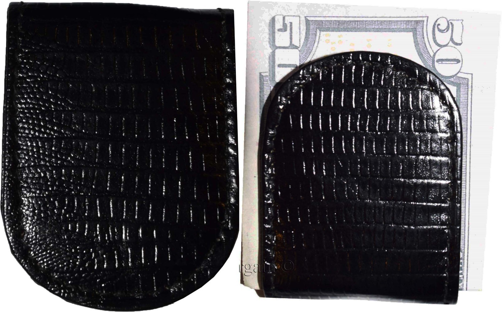 Lot of 2 New Lizard printed leather money clip, Black Unbranded new money clip