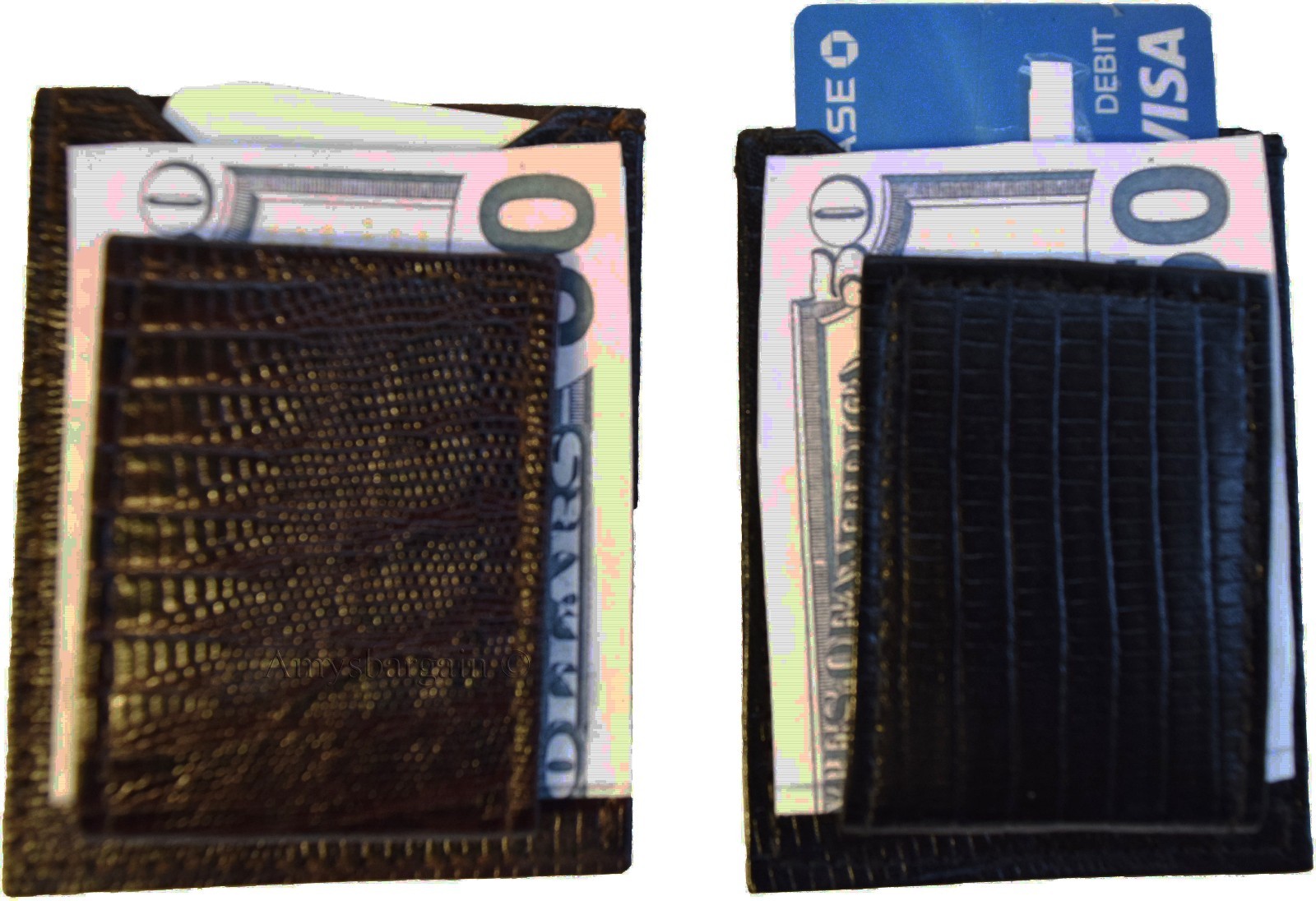 Lot of 2 New Lizard skin printed leather money clip new Unbranded money clip