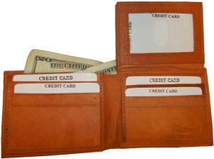 Lot of 2 New Man's Bi-fold Leather Wallet 12 Credit Cards 2 IDs 2 Suede lined bn - Image 8