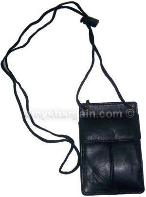 Lot of 2 New Neck string ID Case, Credit Card Case, Black Wallet pouch Money new