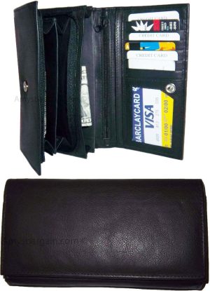 Lot of 2 New Woman's Leather checkbook wallet 6 Credit card 7 Bill pockets new