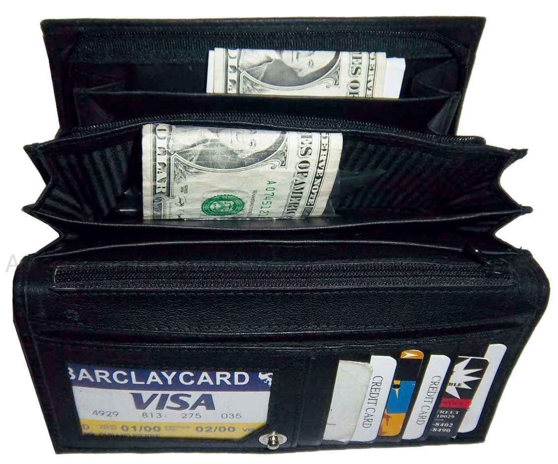 Lot of 2 New Woman's Leather checkbook wallet 6 Credit card 7 Bill pockets new - Image 6