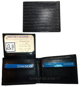 Lot of 2 New Woven Printed Leather man's bi fold wallet 6 cards ID Wallet new