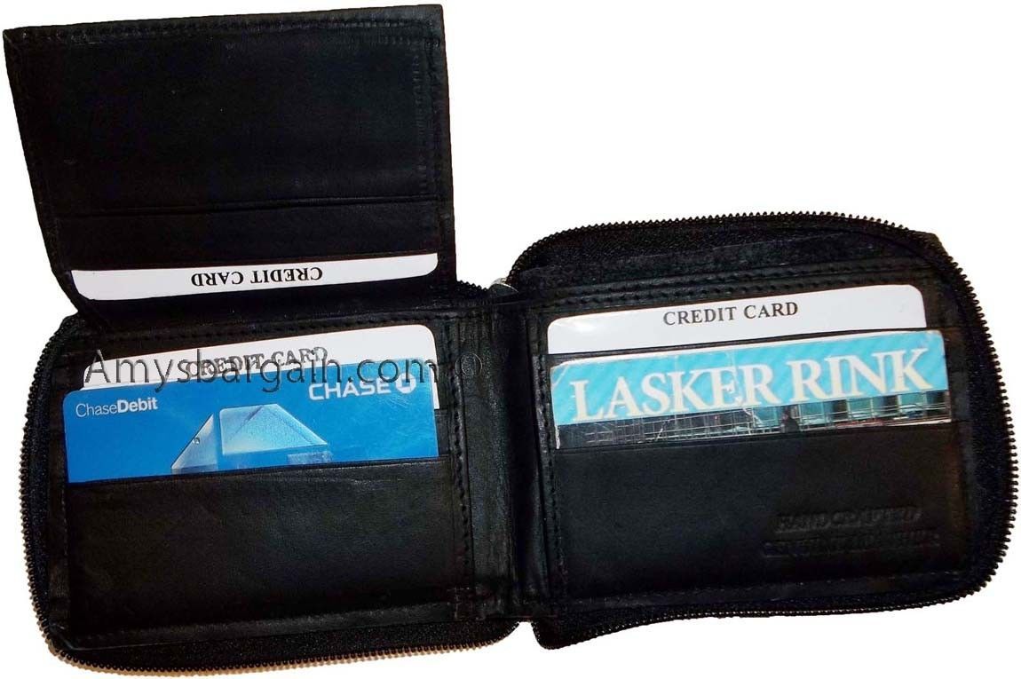 Lot of 2 New Zip around men's Leather wallet Black wallet 9 credit card, ID BNWT - Image 4