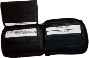 Lot of 2 New Zip around men's Leather wallet Black wallet 9 credit card, ID BNWT - Image 5
