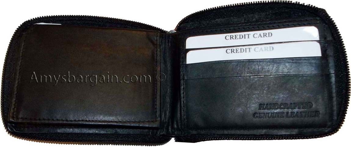Lot of 2 New Zip around men's Leather wallet Black wallet 9 credit card, ID BNWT - Image 7