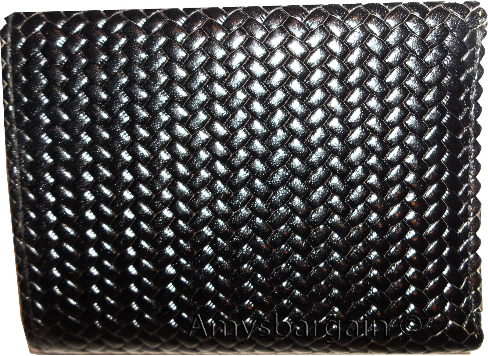 Lot of 3 Italian Style Woven Printed Leather Man's Black Trifold walletI ID new - Image 11