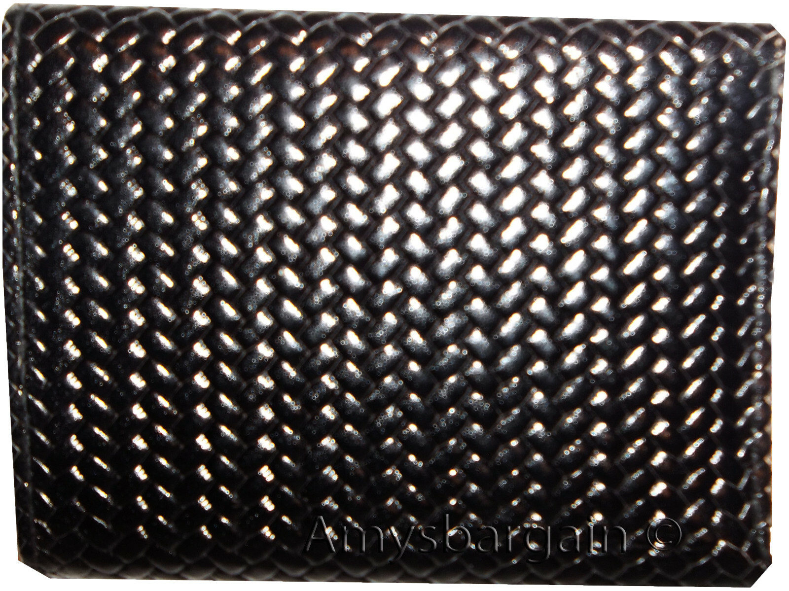 Lot of 3 Italian Style Woven Printed Leather Man's Black Trifold walletI ID new - Image 12