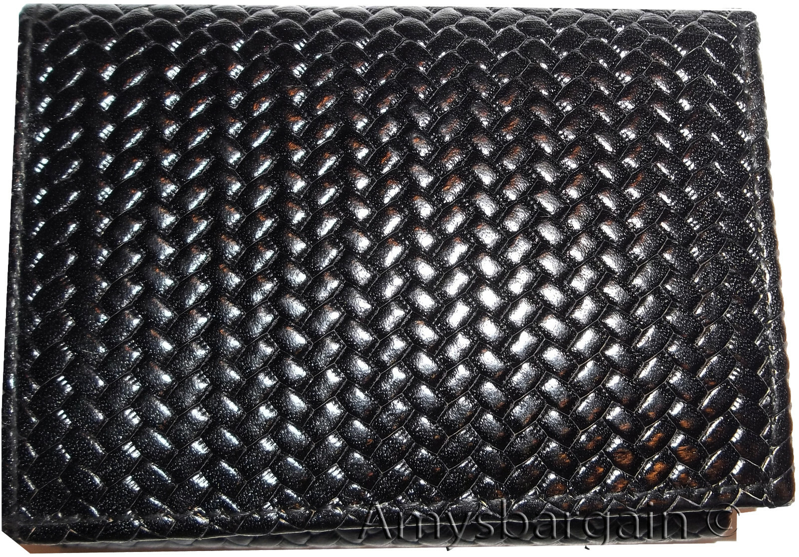 Lot of 3 Italian Style Woven Printed Leather Man's Black Trifold walletI ID new - Image 9