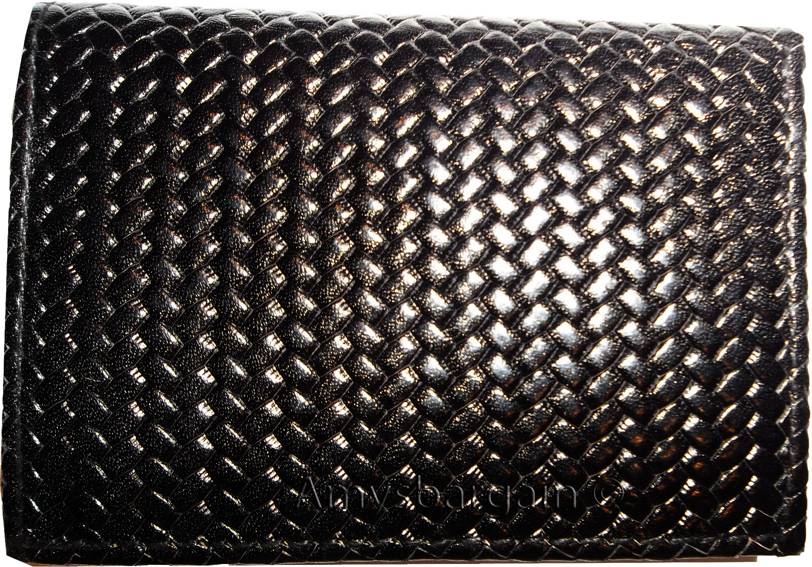 Lot of 3 Italian Style Woven Printed Leather Man's Black Trifold walletI ID new - Image 10