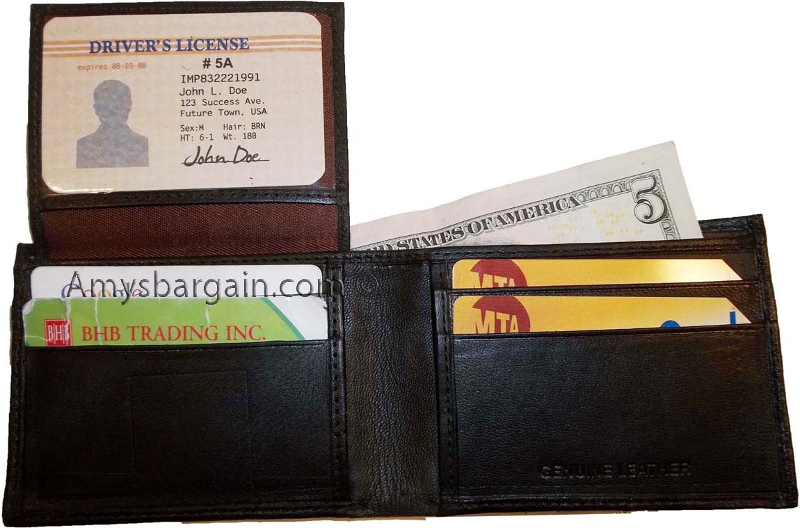 Lot of 3 New man's skinny leather Bifold wallet 6 card holder 2 bill pockets new - Image 12