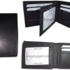 Lot of 3 New men's Black leather billfold wallet 9 credit card space ID bifold