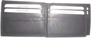 Lot of 3 New men's Black leather billfold wallet 9 credit card space ID bifold - Image 6