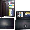 Lot of 3 Woman's Leather checkbook wallet 6 Credit card ID 7 Bill pockets BR New