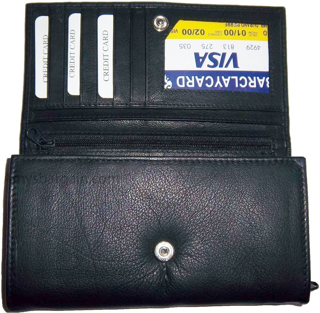 Lot of 3 Woman's Leather checkbook wallet 6 Credit card ID 7 Bill pockets BR New - Image 13