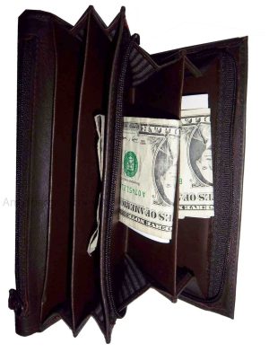 Lot of 3 Woman's Leather checkbook wallet 6 Credit card ID 7 Bill pockets BR New - Image 4