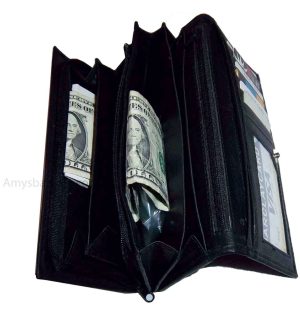 Lot of 3 Woman's Leather checkbook wallet 6 Credit card ID 7 Bill pockets BR New - Image 9