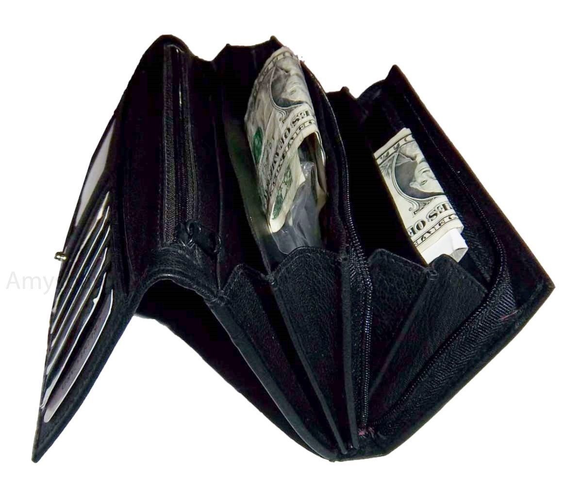 Lot of 3 Woman's Leather checkbook wallet 6 Credit card ID 7 Bill pockets BR New - Image 10
