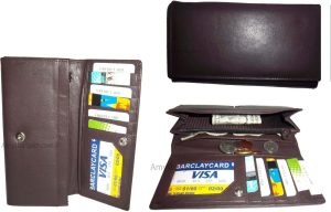 Lot of 3 Women's 8 pocket leather checkbook wallet Credit card ID change purse*
