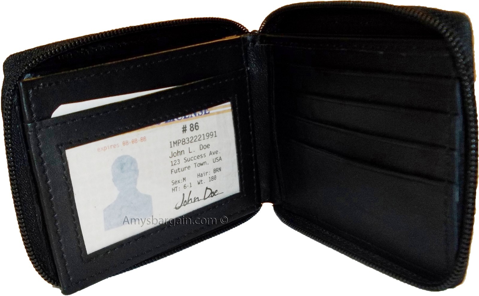 Lot of 3 Zip around Leather Wallets 12 Credit ATM Card ID Holder 2 Bifold br new - Image 12