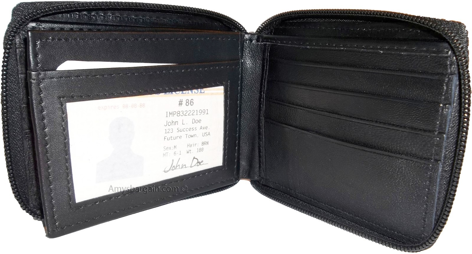 Lot of 3 Zip around Leather Wallets 12 Credit ATM Card ID Holder 2 Bifold br new - Image 13
