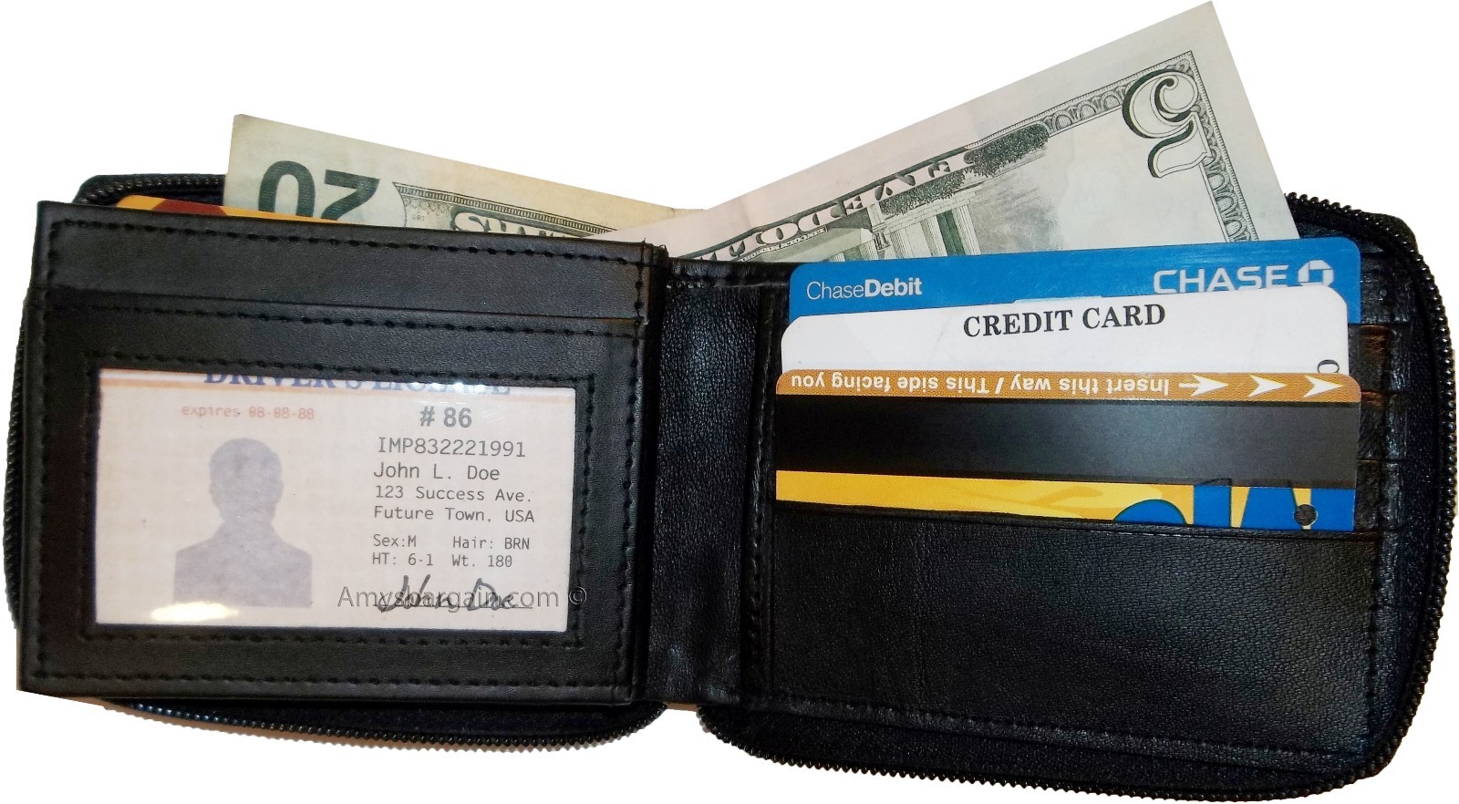 Lot of 3 Zip around Leather Wallets 12 Credit ATM Card ID Holder 2 Bifold br new - Image 5