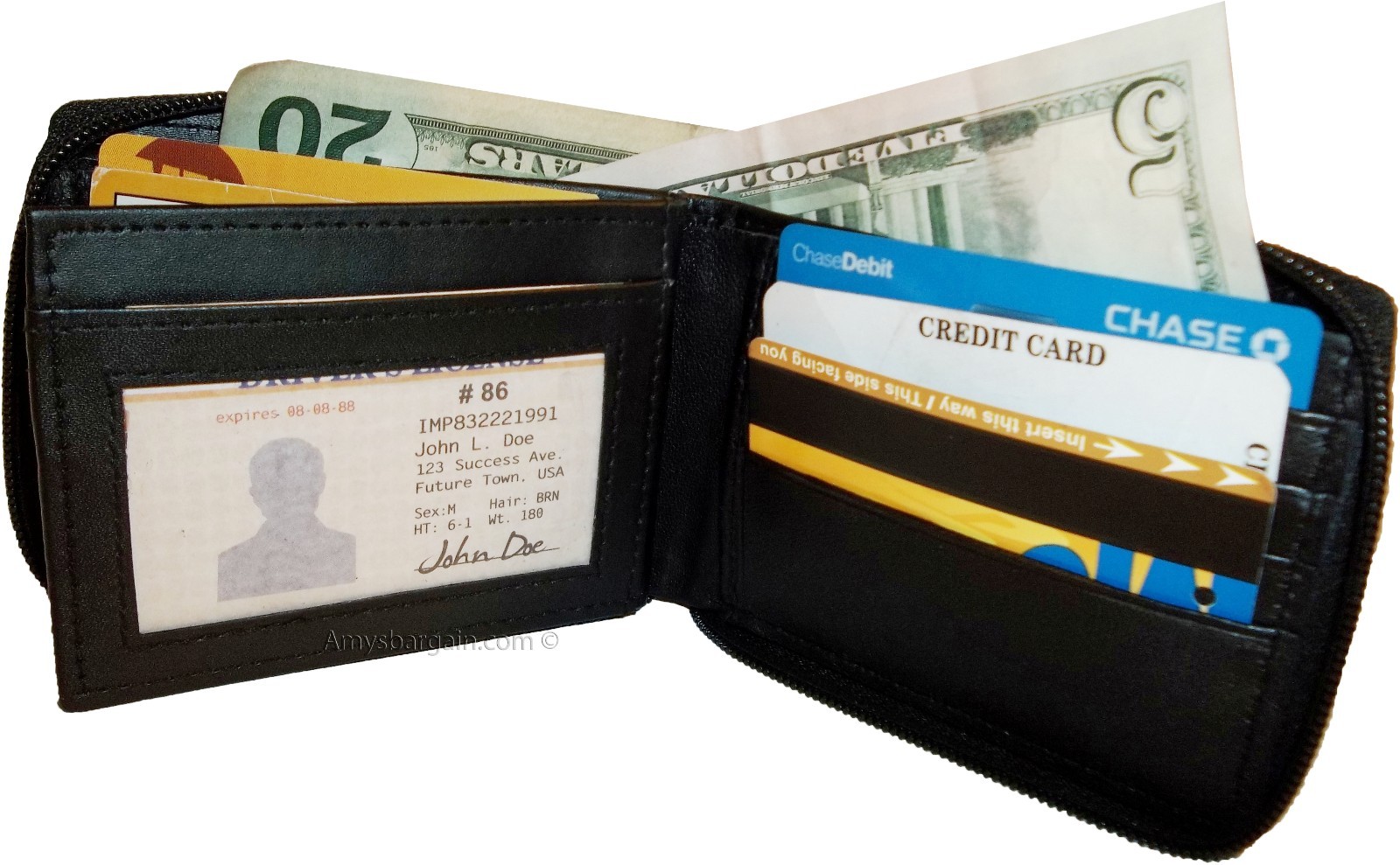 Lot of 3 Zip around Leather Wallets 12 Credit ATM Card ID Holder 2 Bifold br new - Image 9