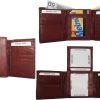 Lot of 3 new men's trifold leather wallet 3 id center piece new men's billfold