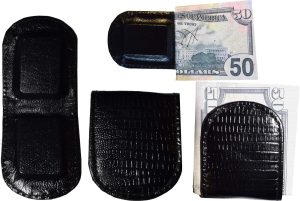 Lot of 4 Lizard skin printed leather money clip money clip bi-fold Brand New